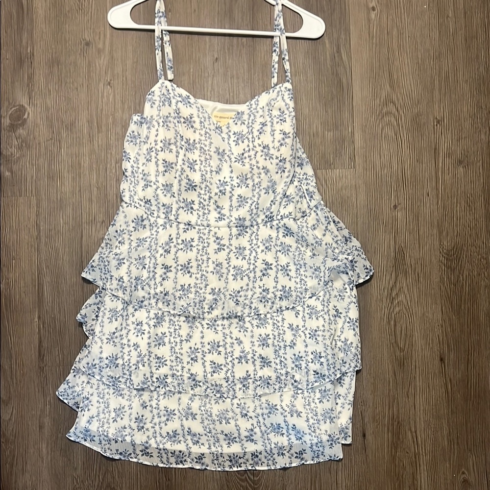 Floral Blue and White Midi Dress